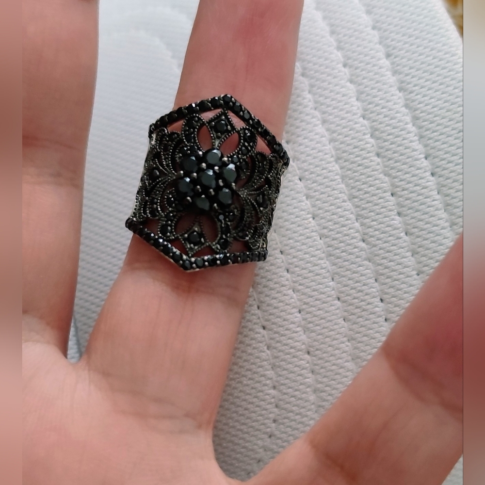 Black Onyx Ring (SS 925; By DK; Sz: 7.2)